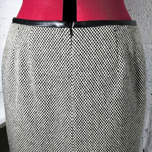 Talbots Sz 12 Checkered Wool Silk B/W Midi Skirt - Picture 7 of 12
